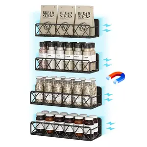 2024 New Products Kitchen Accessories 2 3 4 5 Tier Pack Moveable Fridge Magnetic Spice Racks Organizer Holder Wall Mounted