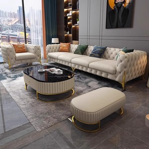 High-End di lusso italiano Designer divano Set luce di lusso in pelle mobili per soggiorno italiano divano combinazione - Product Image 2