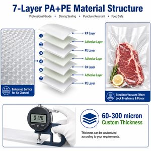 Sacs Sous Vide Gaufrés en PA/PE de Qualité Alimentaire pour l'Emballage Hermétique de Nourriture – Sacs d'Emballage Texturés en Plastique pour Scelleuse - Product Image 2