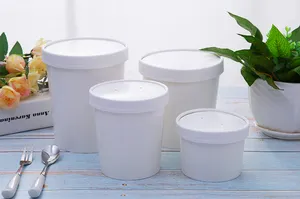 Disposable Takeaway Double PE White Paper Soup Bucket Soup Cup