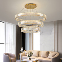 Lustre de plafond en cristal K9 moderne et luxueux pour hall d'hôtel, villa, salon, loft, escalier, lustre rond en forme d'anneau, luminaire suspendu