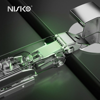Charnière hydraulique 4D Nisko pour armoire de cuisine, charnière dissimulée en acier inoxydable à clipser, quincaillerie de porte pour meubles