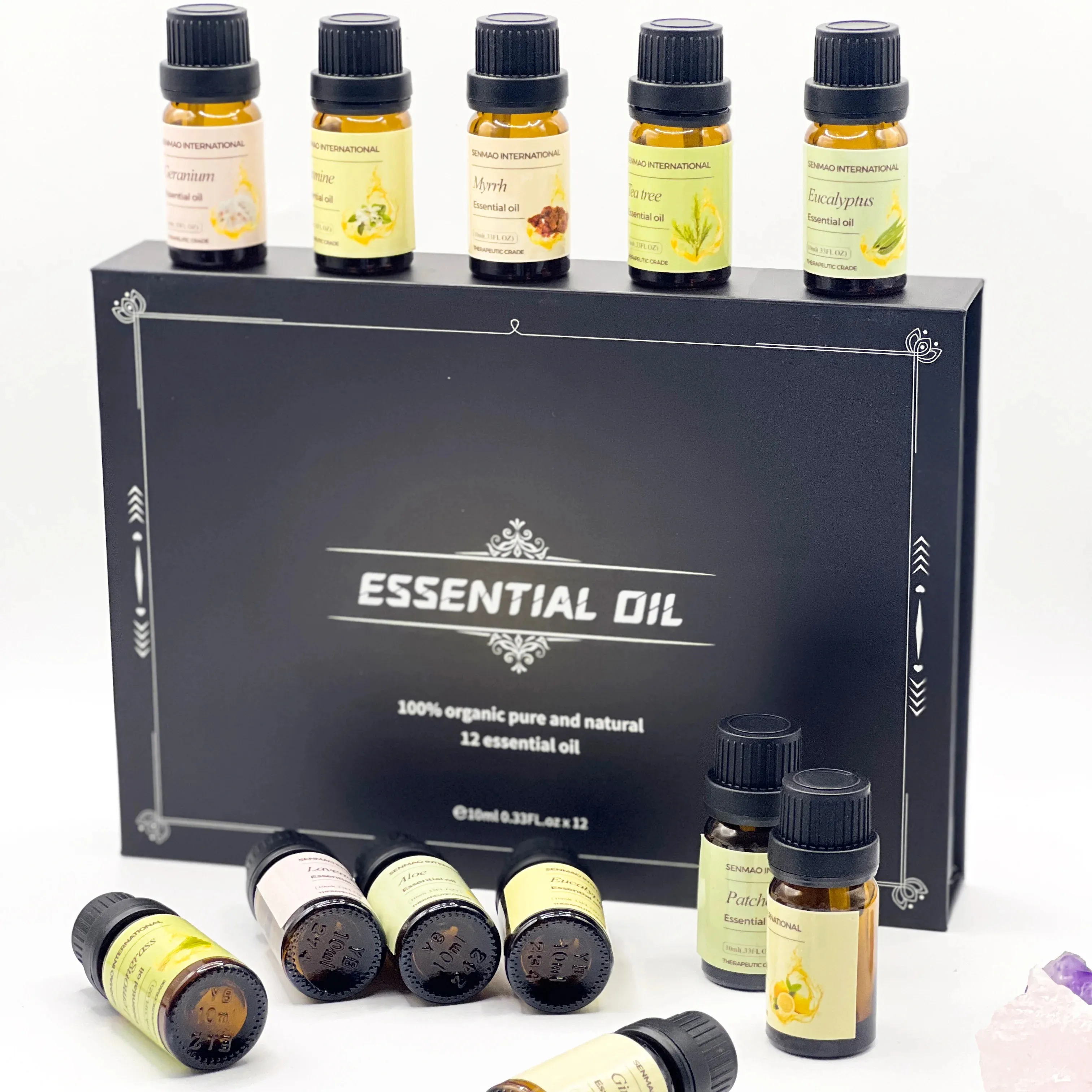 12 Stück aufgerüstetes Premium-Ätherisches Öl-Set für Massage, Bad, Haarpflege, Yoga, Diffusor, Luftbefeuchter und DIY-Kerzen, Seife, Schleim