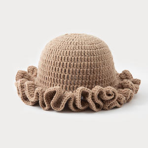 Chapeau seau au <span class=keywords><strong>crochet</strong></span> de haute qualité pour femmes, casquette tricotée tendance, souple et mignonne, fait main, chapeau de ple - Product Image 3