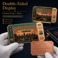 1 ons 999 Tembaga Murni Koin Stempel Landmark Amerika High Relief dengan Lapisan UV Seperti Proof, Hadiah untuk Pelancong
