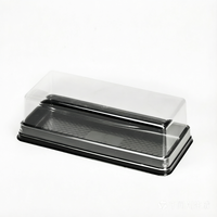 Boîte à pâtisserie rectangulaire longue en PET de qualité alimentaire, base transparente, conteneur en plastique pour gâteau roulé, emballage individuel pour boulangerie, sushi, pain