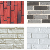 Panneau mural en faux briques PU, léger, mince, imperméable, briques rétro rouges et grises, briques cultivées 3D, accent mural, extérieur de villa