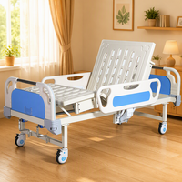 Lit médical à deux manivelles avec réglage du dossier et des genouillères, plateforme ABS, panneaux bleus, rails, commande manuelle pour clinique et salle d'hôpital