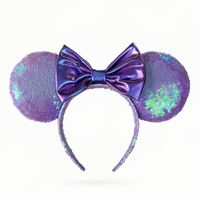 Pita Rambut Minnie dengan Hiasan Glitter dan Payet, Bando Kuping Pita untuk Anak Perempuan, Aksesoris Rambut untuk Festival dan Pesta