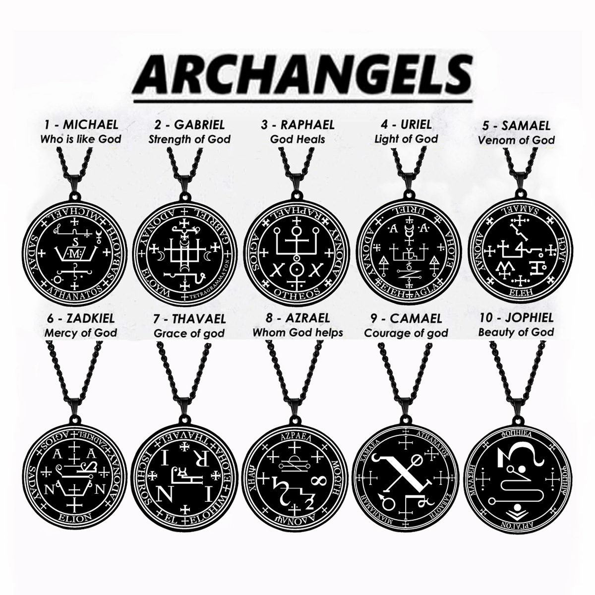 Archangel Uriel Sigil From The Ancient Book Of King Solomon - St Uriel Necklace Guidance Prayer Included Angel Wing Pendant Miraculous Medal Guardian Crystal Amulet Pastel Pink Crystal