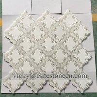 Mosaïque de marbre à motif floral en jet d'eau, mosaïque pour crédence de cuisine et carrelage mural de salle de bain