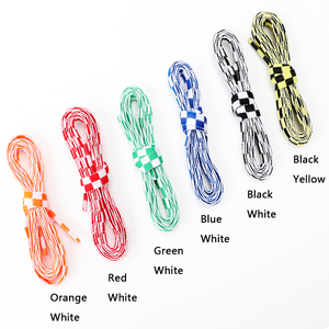 Lacets plats à carreaux de 8 mm de large, 100-<span class=keywords><strong>180</strong></span> <span class=keywords><strong>cm</strong></span>, 6 couleurs, lacets de chaussures colorés et tendance, logo personnalisé pris en charge, fabriqués en polyester - Product Image 2