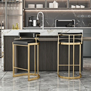 Taburetes de Bar de Respaldo Alto Luxury-Lite con <span class=keywords><strong>Diseño</strong></span> Moderno <span class=keywords><strong>Minimalista</strong></span> en Piel para Barra de Casa, Comedor Interior/Exterior, Hotel/Sala de Estar - Product Image 5