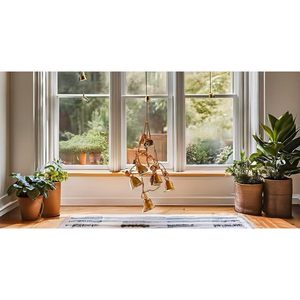 Positive Energy Home Decor Hanging Brass <b>Bell</b> Wind Chimes 6 Embossed <b>Bells</b> for Balcony Garden Long Brass <b>Bells</b> for Loved Ones' - Product Image 1
