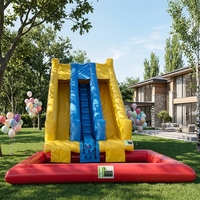 Château gonflable Yi Bei avec toboggan, matériau PVC épaissi, anti-crevaison, sûr pour les enfants, plaisir estival en plein air, 5m X 8m, écologique