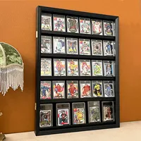 Cadre de présentation pour cartes gradées PSA en bois massif avec porte à charnière pour collection de cartes sportives, Pokémon, Yu-Gi-Oh
