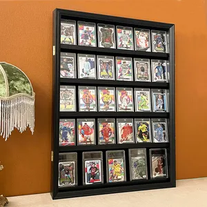 Cadre de présentation pour cartes gradées PSA en bois massif avec porte à charnière pour collection de cartes sportives, Pokémon, Yu-Gi-Oh - Product Image 1