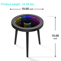 Hanyee Prêt à Expédier Meubles de Maison Table Basse Miroir Infinity à Côté de la Table Pied en Bois Couleur Noire Stock aux USA Avec Lumière LED