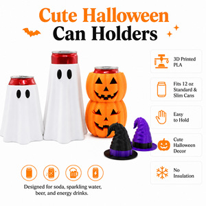 Portavasos Personalizado Impreso en 3D de 12 oz con Diseño Creativo de Anime, Estilo Halloween, Calabaza Fantasma, con Tapa Antipolvo y Abrebotellas - Product Image 4