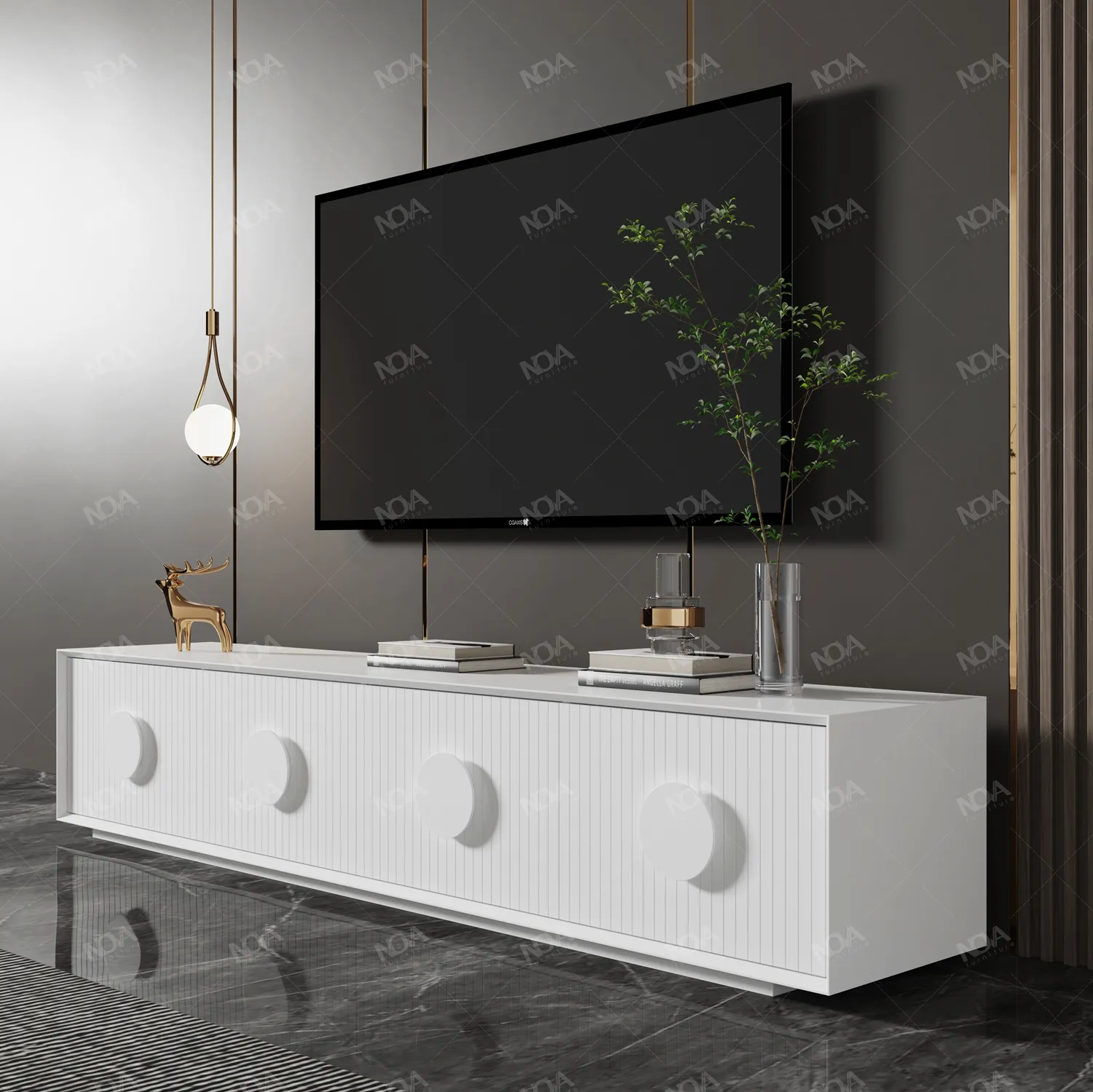 NOVA Factory Sells New Modern Living Room Furniture White Wooden TV Stand Cabinet Living Room Media Console TV Cabinet