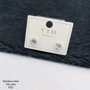 E6183 Xuping gioielli all'ingrosso numeri arabi rotondi croce pentagramma farfalla nera mentre orecchini in acciaio inossidabile 14K con zirconi - Product Image 1