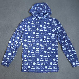 Sweat-shirt à capuche pour homme, imprimé chariot de golf bleu, décontracté, été, tricoté, coupe classique, respirant, polyester - Product Image 2