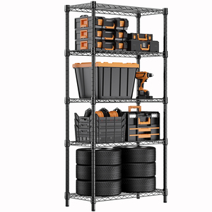 MZG 1250 lbs Steel Heavy Duty 5-Tier Black Lacquer Wire Shelving <b>Unit</b> Steel Organizer Rack for Garage <b>Kitchen</b> Bathroom Laundry - Product Image 1