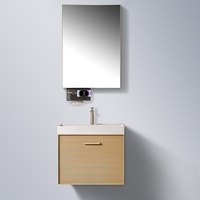 Meuble-lavabo flottant gris bicolore avec lavabo intégré et tiroirs sans poignées pour projets hôteliers et villas