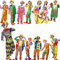 Ensemble de costume de clown unisexe multi-styles avec perruque, nez, masque, chaussures, sifflet – Tenue amusante pour Carnaval, Halloween, fête de cirque, cosplay