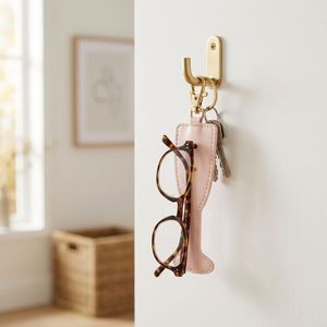 PU Leather Sunglasses Wine Glass Shape Holder Keychain Glasses Storage <b>Bag</b> <b>Charm</b> Anti Lost Eyewear Clip Purse Accessory Pendant - Product Image 1