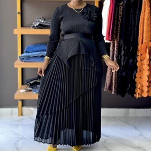 Conjunto de 2 Piezas para Mujer, Falda con Dobladillo Irregular de Color Sólido y Manga Larga con Cuello Redondo, a la Moda - Product Image 2