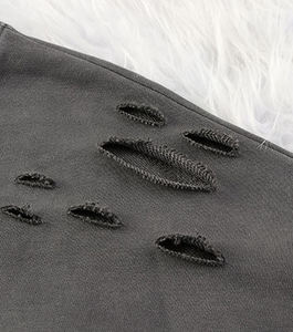 <span class=keywords><strong>Felpa</strong></span> a girocollo con cappuccio tagliata di colore grigio personalizzato <span class=keywords><strong>felpa</strong></span> a girocollo lavata con acido di Terry francese - Product Image 4