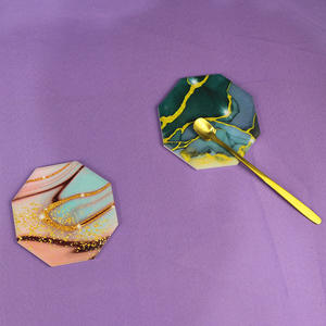 Posavasos Octagonal Moderno de Cerámica con Patrón de Mármol, Absorbente y Aislante del Calor, Regalo para Amigos o Empresas - Product Image 4