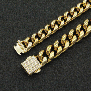 Pulsera de Cadena Cubana de Acero Inoxidable con Cabeza de Botón de Zirconia, Estilo Hipster, Genial, Sencilla, Decorativa, Tanjing - Product Image 4