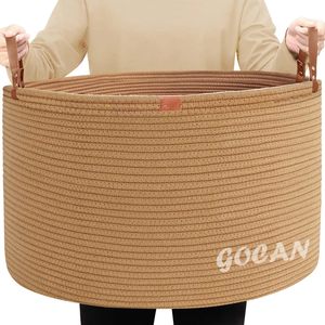 <span class=keywords><strong>Panier</strong></span> à linge extra large 22" x 22" x 14" en corde <span class=keywords><strong>de</strong></span> coton tressée avec poignées pour couvertures et jouets, idéal pour le salon - Product Image 6