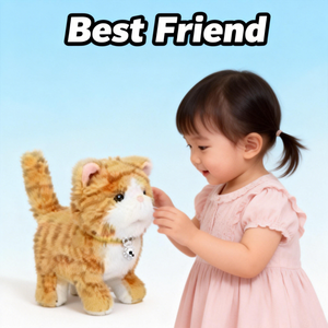 Jouet en peluche interactif brodé pour chat, chaton tigré orange, avec collier à clochette, <span class=keywords><strong>super</strong></span> doux, rembourrage en PP, anti-stress, prix d'usine, vente chaude - Product Image 1