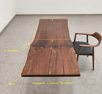 Table de salle à manger en bois massif de noyer chinois avec plateau en bois naturel à bords bruts, mobilier robuste pour salon/salle à manger 2,0 m