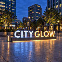 Lettres en métal 3D, enseigne lumineuse, grande taille, sur pied, sur mesure avec base pour parc public, jardin, place publique, décoration extérieure
