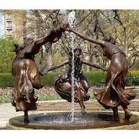 Vente en gros de décoration de jardin extérieur en cuivre coulé bronze dansant femme jouant des statues fontaine d'eau sculpture en bronze