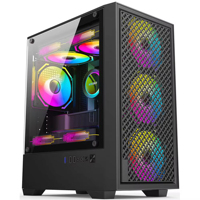 Boîtier de PC de jeu de haute qualité avec panneau en verre trempé, compatible Micro ATX/ITX, avec support pour bloc d'alimentation et ventilateur RGB