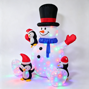 Muñeco <span class=keywords><strong>de</strong></span> <span class=keywords><strong>Nieve</strong></span> Inflable Gigante <span class=keywords><strong>de</strong></span> Navidad con Pingüinos y Luces LED, Decoración para Jardín Exterior, 210 cm - Product Image 2
