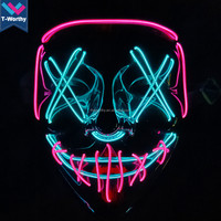 Masque EL PVC rechargeable TW-M115, lumineux dans le noir, bicolore, pour Halloween, soirée en club