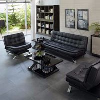 Canapé-lit de bureau moderne et minimaliste pour trois personnes avec table basse pliante pour les zones de réception et d'accueil des entreprises