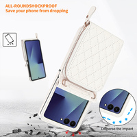 Étui portefeuille en cuir PU pour Samsung Galaxy Flip 3 4 5 6 7 étui de téléphone multi-cartes sac avec lanière