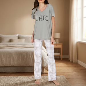 Women's Loungewear Short Sleeve <b>Top</b> & Trouser Pajamas Bangladesh Factory - Product Image 3