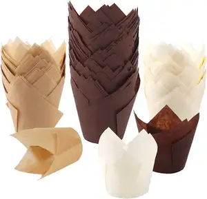 Жиронепроницаемые бумажные стаканчики для кексов, коричневые/белые/натуральные причудливые держатели для кексов 200 тюльпанов, формы для выпечки