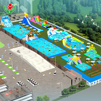 Projet de parc d'attractions gonflable sur mesure, parc d'attractions géant personnalisé pour attraction touristique