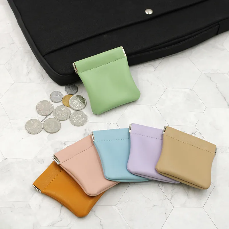 Environmental Mini Leather Squeeze Change Bags Coin Purse Pouch Earphone Money Holder Bag