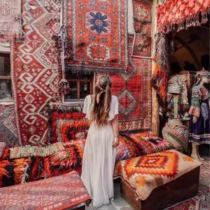 سجاد لغرفة المعيشة المغربي مقاس كبير غير زالق سجاد للممرات على الطراز البوهيمي الفارسي سجاد للأرضيات