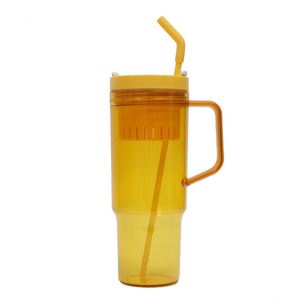 40oz Large Capacity <b>Plastic</b> Water <b>Cup</b> Car Straw Juice Glass Outdoor Camping <b>Cup</b> With Handle - Product Image 5